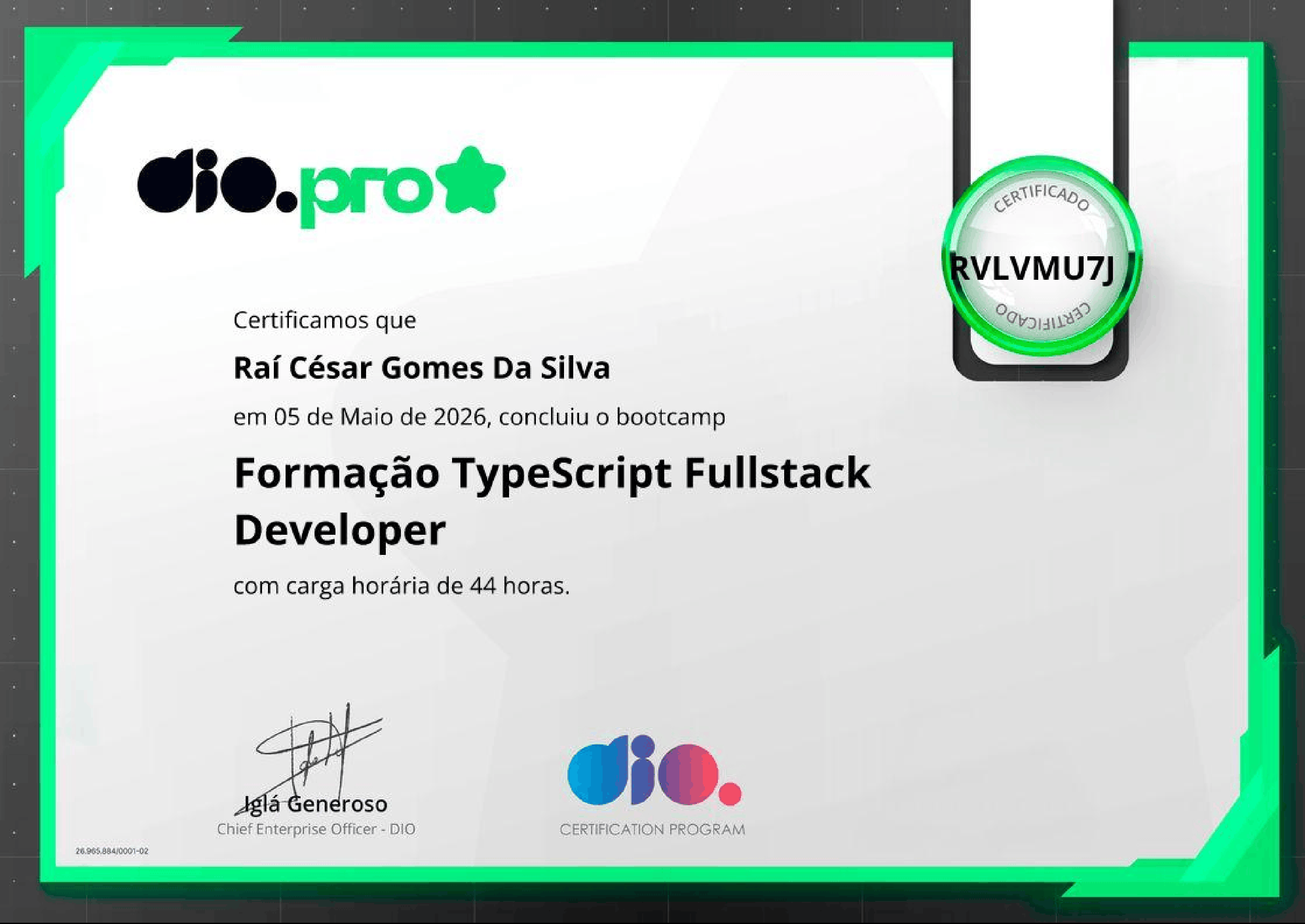 Certificado Fullstack TypeScript - DIO