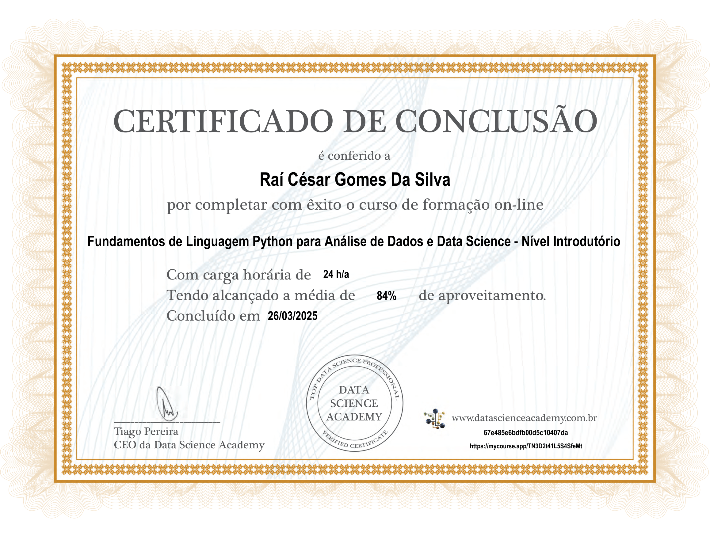 Certificado Fundamentos Python - DSA