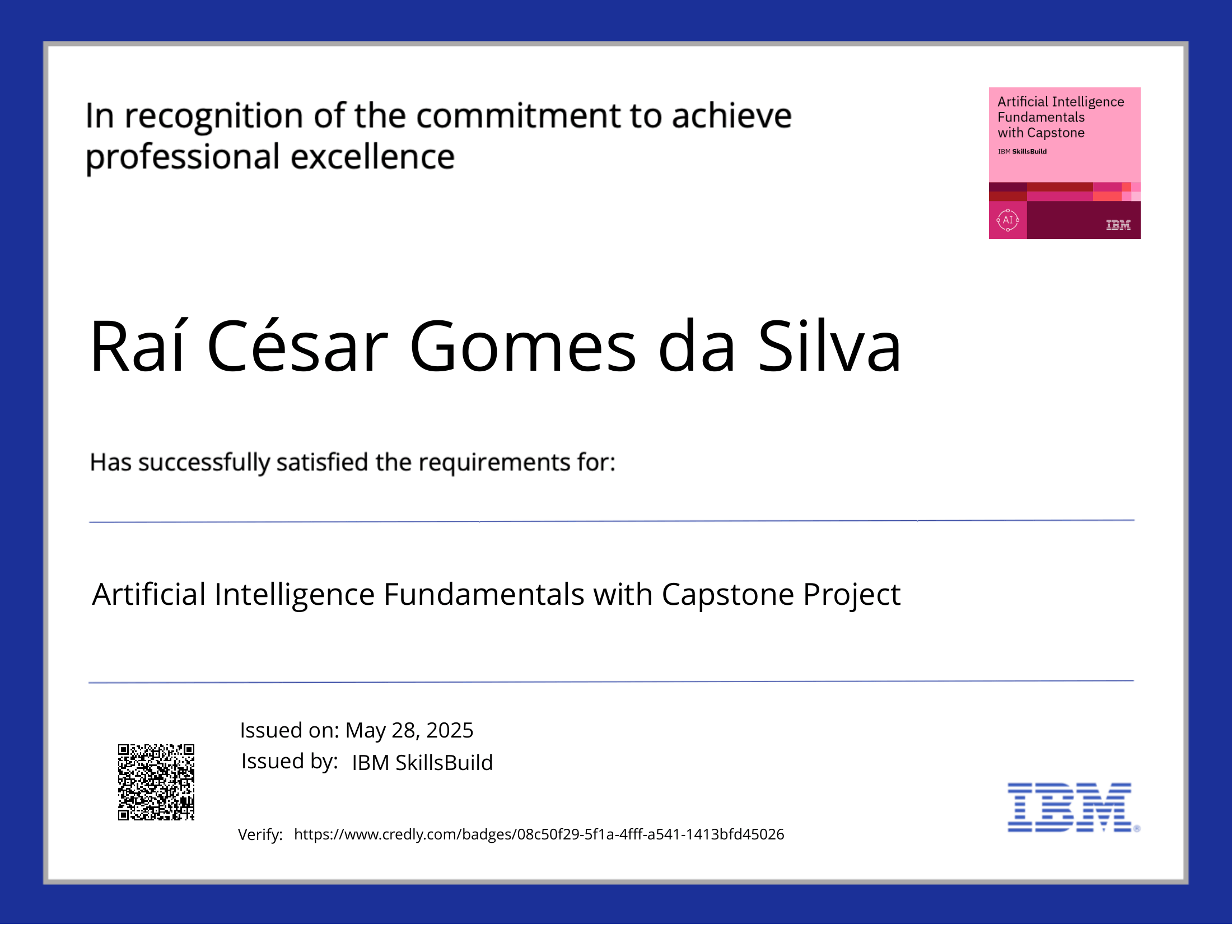 Certificado Inteligência Artificial - IBM