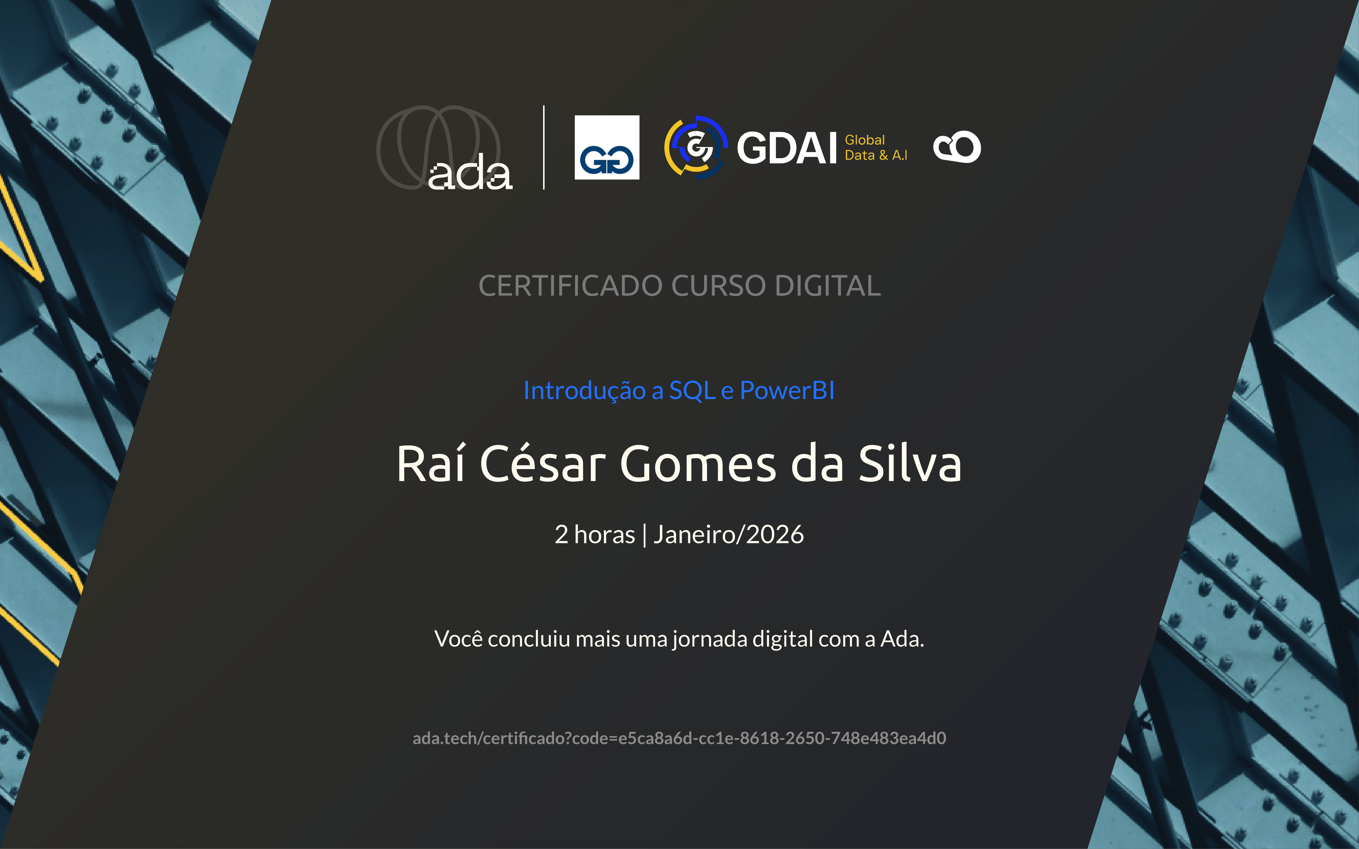 Certificado Introdução SQL e Power BI - Ada
